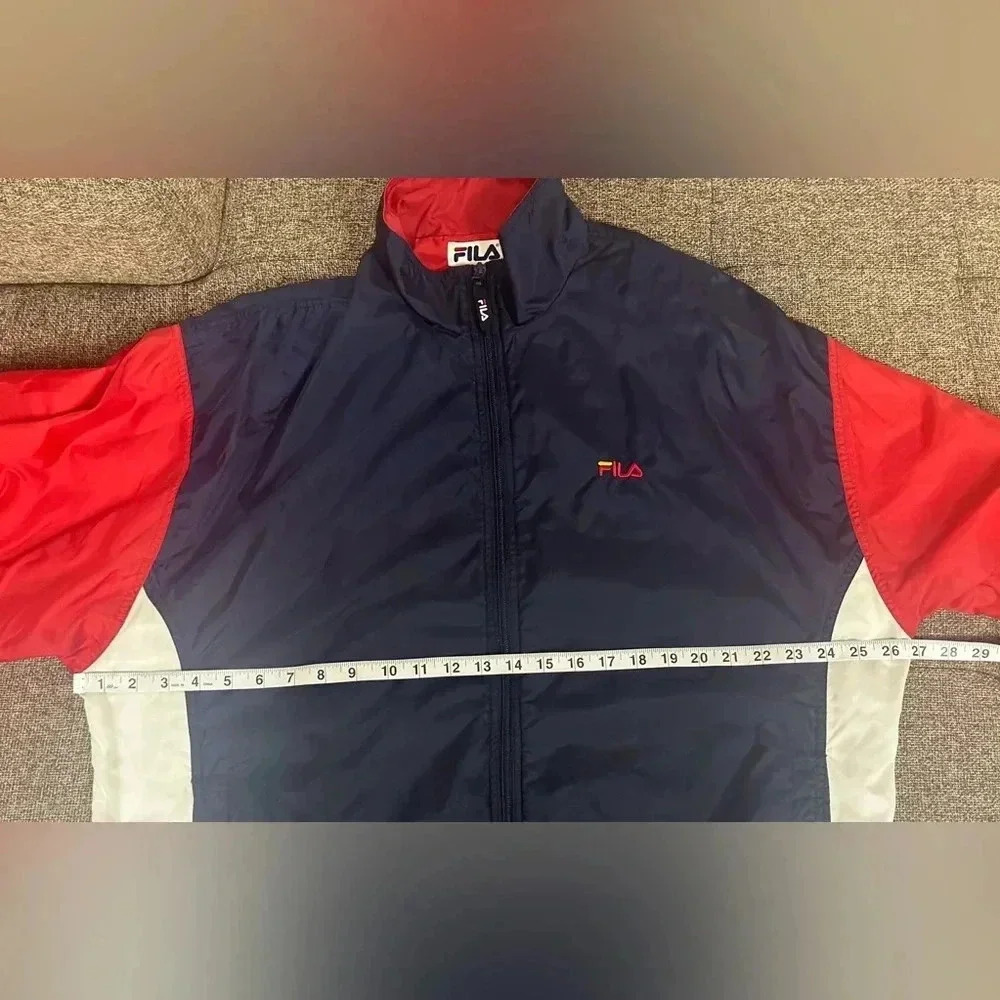 FILA 90s Vintage Colorblock Windbreaker Zip Up Navy Men’s XL - Picture 5 of 6